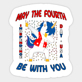 May Fourth Be with You Dabbing Summertime Unicorn. Sticker